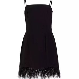 HVN Mia Feather-Trimmed Minidress